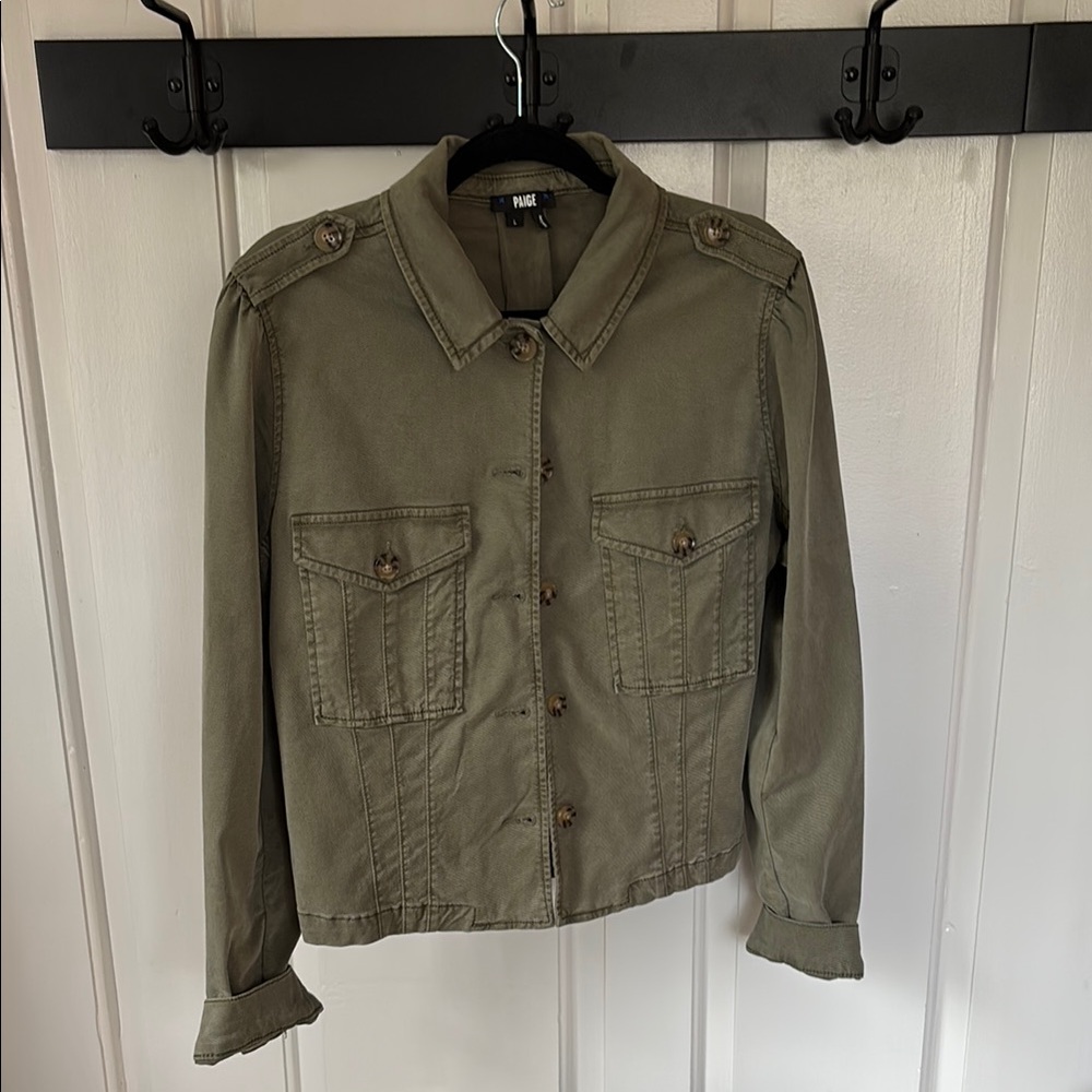 PAIGE Green Utility Jacket Lightweight Cotton Blend - Picture 8 of 9